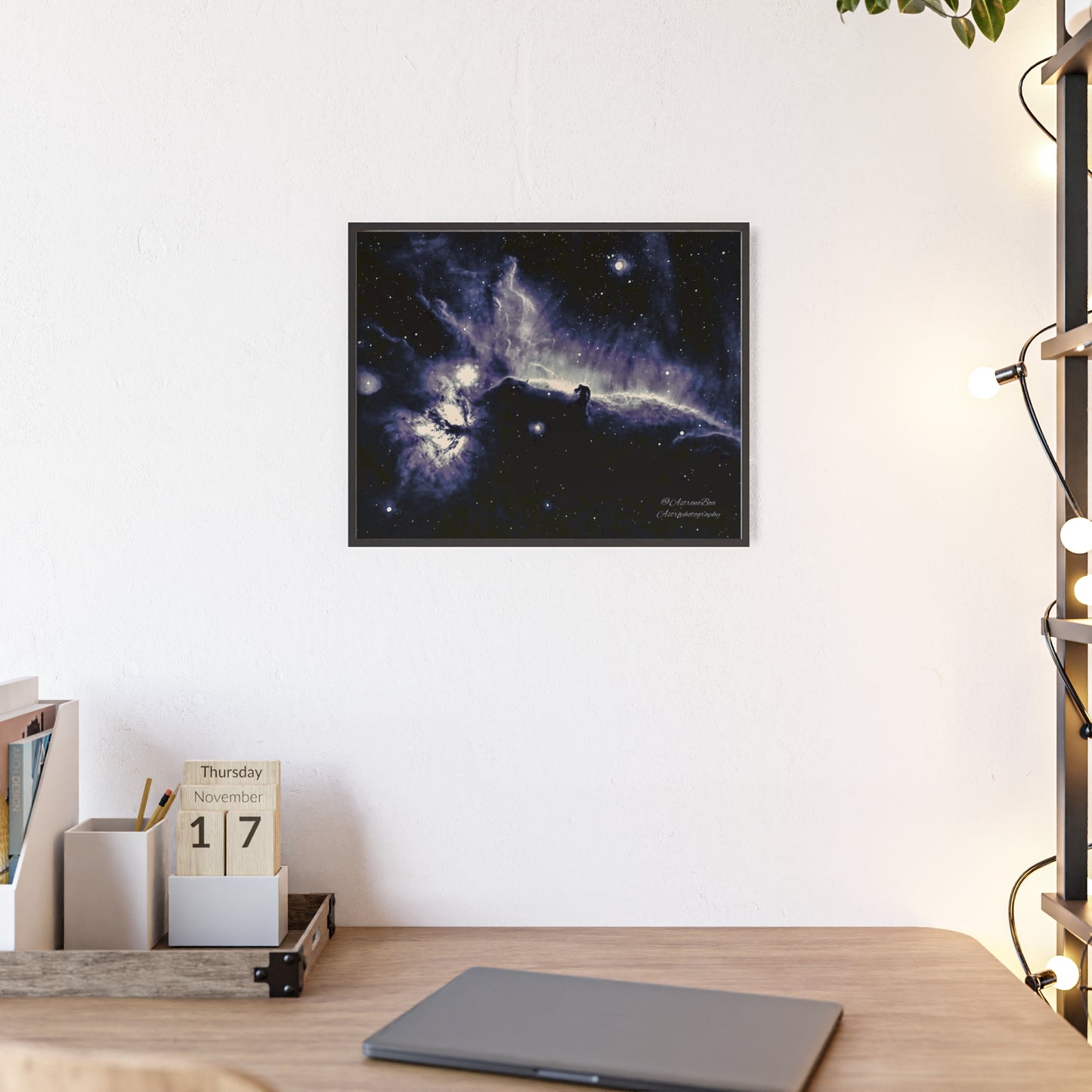 Wooden Frame Horsead and Flame Nebula Poster