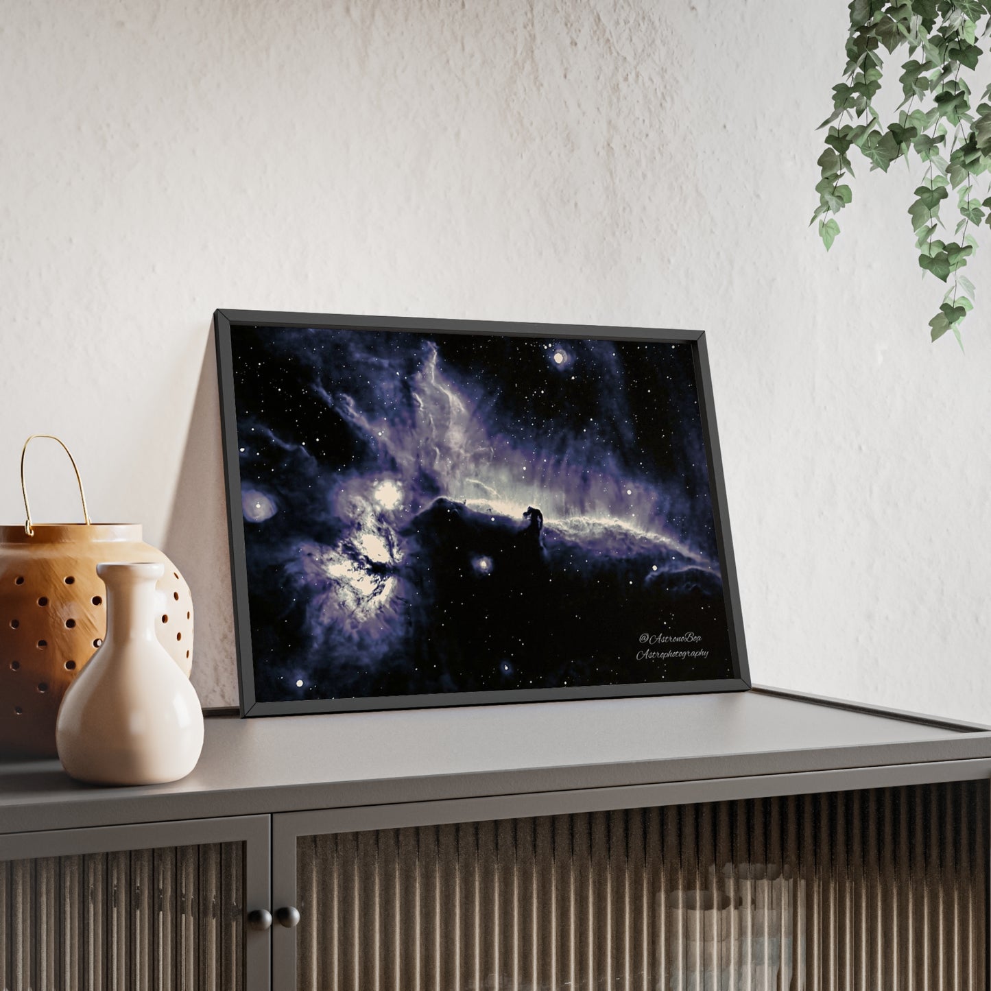 Wooden Frame Horsead and Flame Nebula Poster