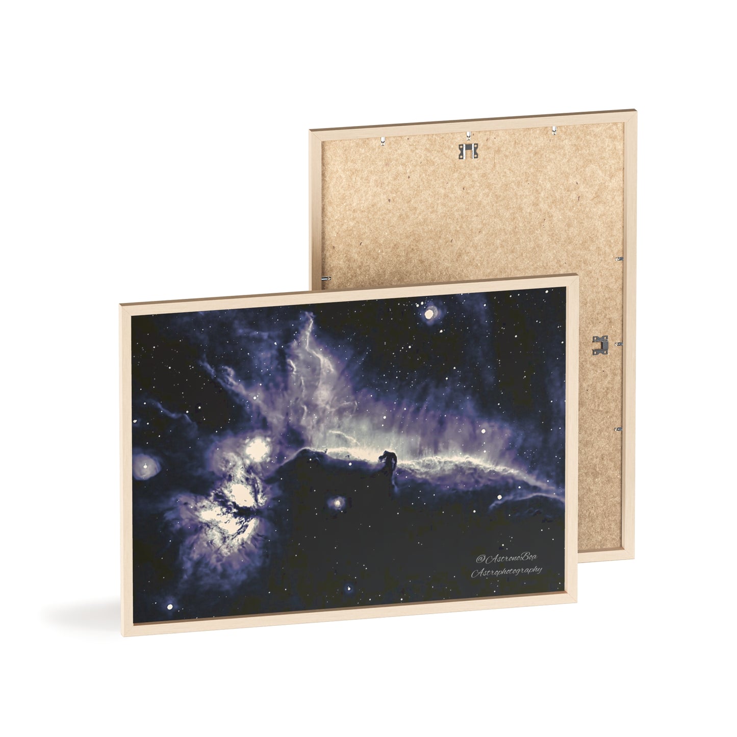 Wooden Frame Horsead and Flame Nebula Poster