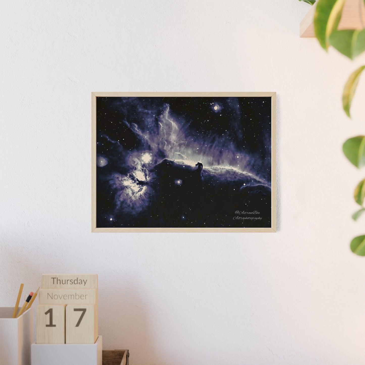 Wooden Frame Horsead and Flame Nebula Poster