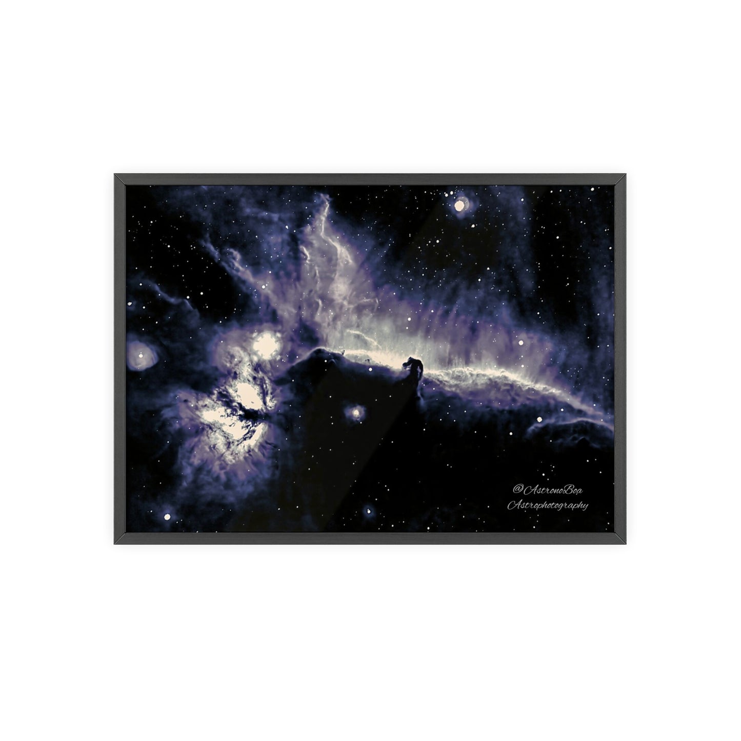 Wooden Frame Horsead and Flame Nebula Poster