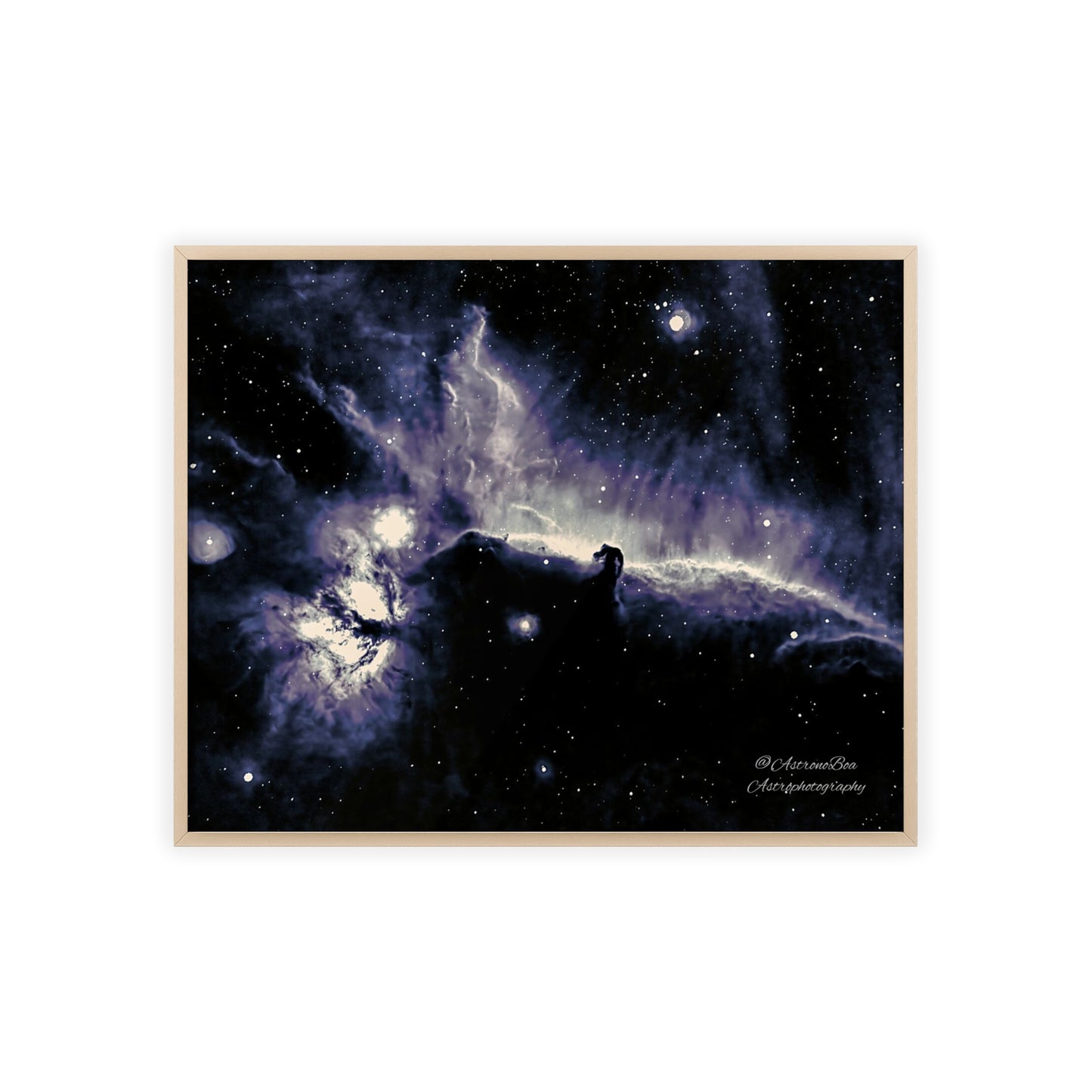 Wooden Frame Horsead and Flame Nebula Poster
