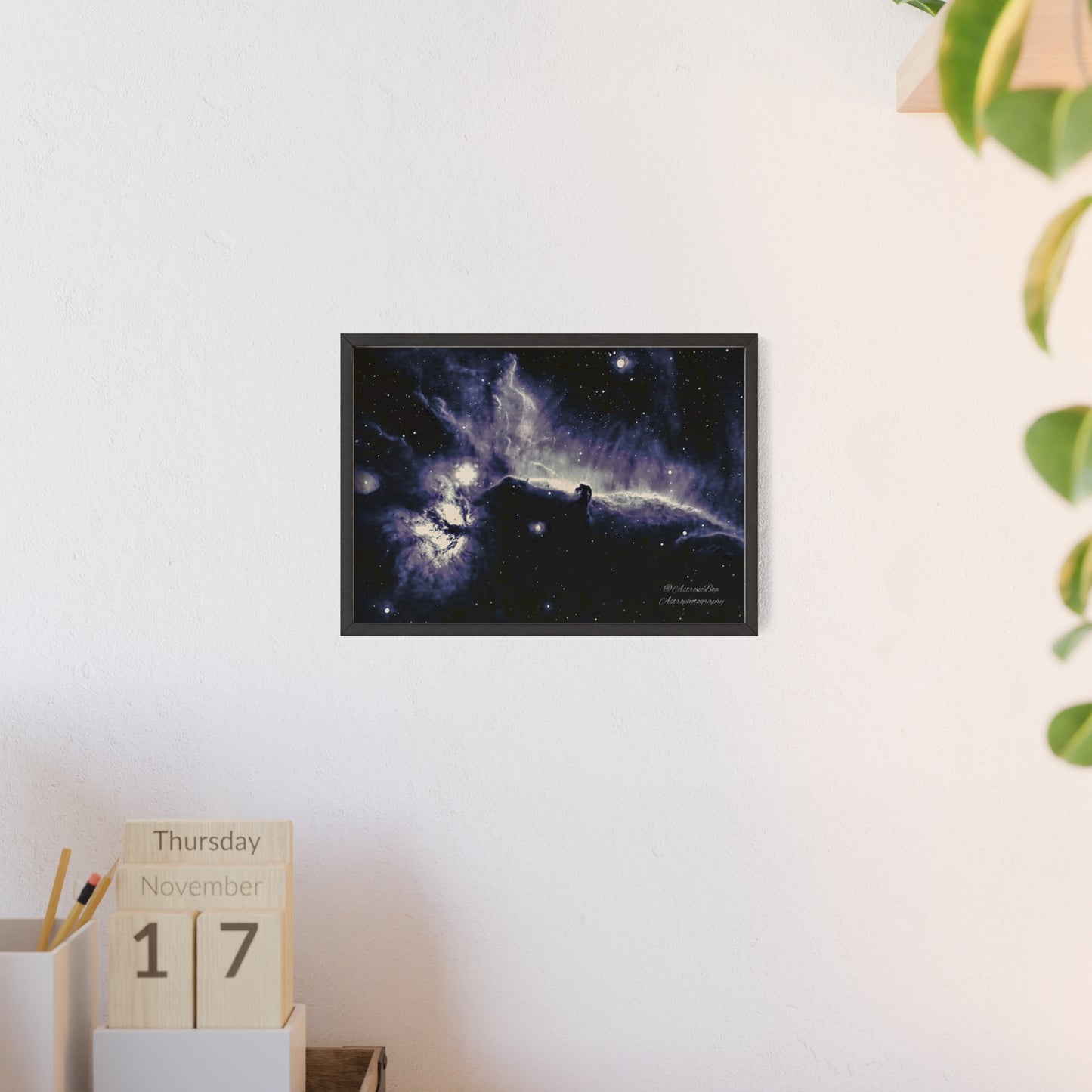 Wooden Frame Horsead and Flame Nebula Poster