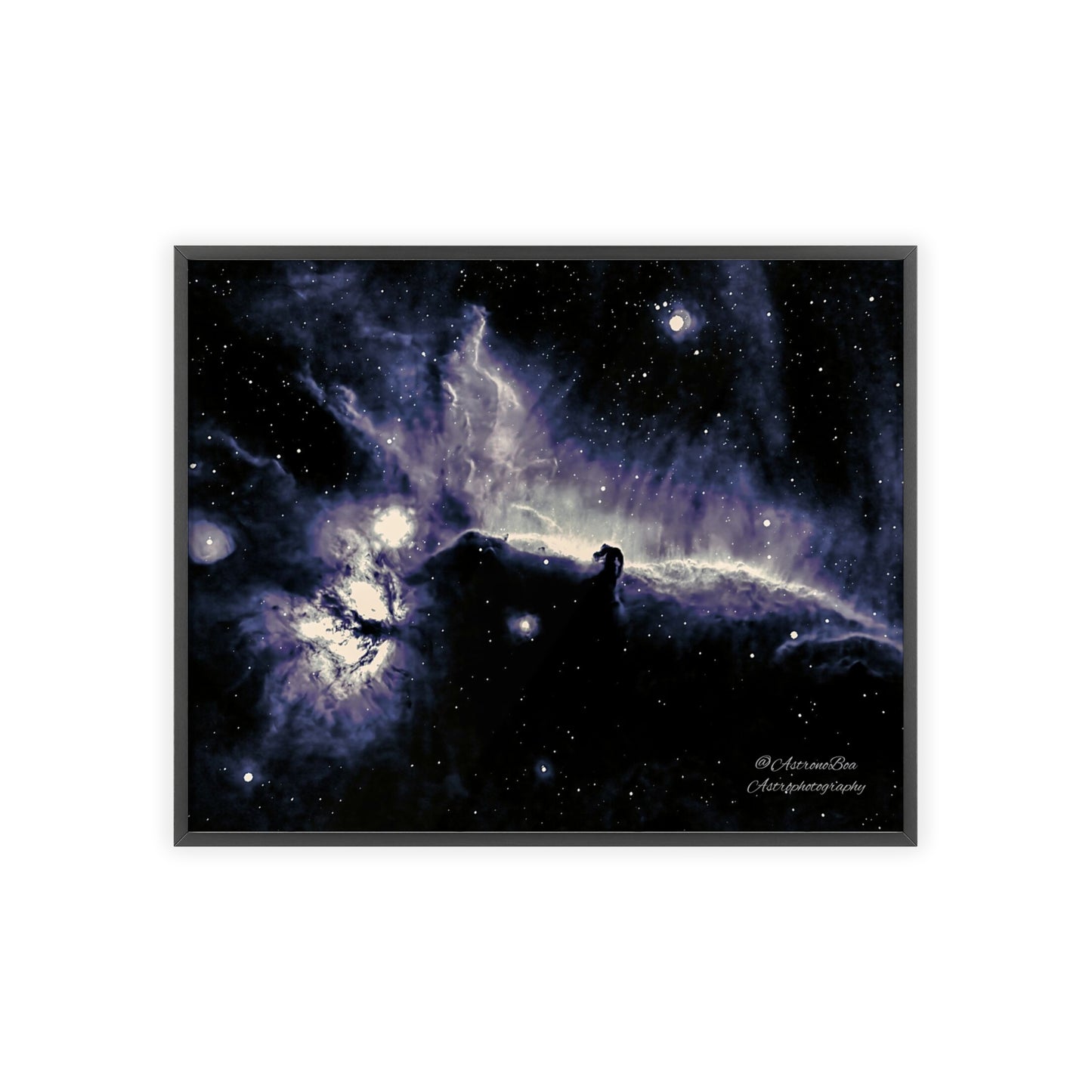 Wooden Frame Horsead and Flame Nebula Poster