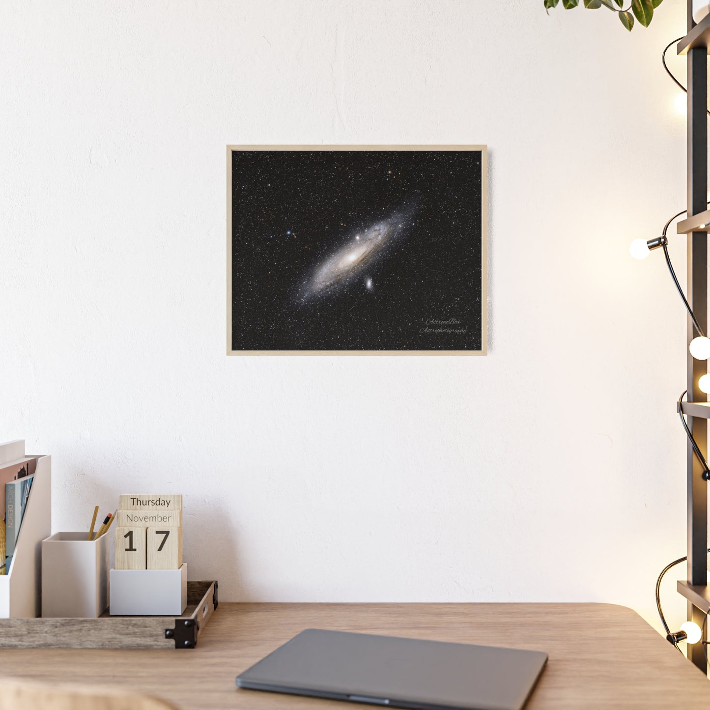 Wooden Frame Andromeda Galaxy Poster