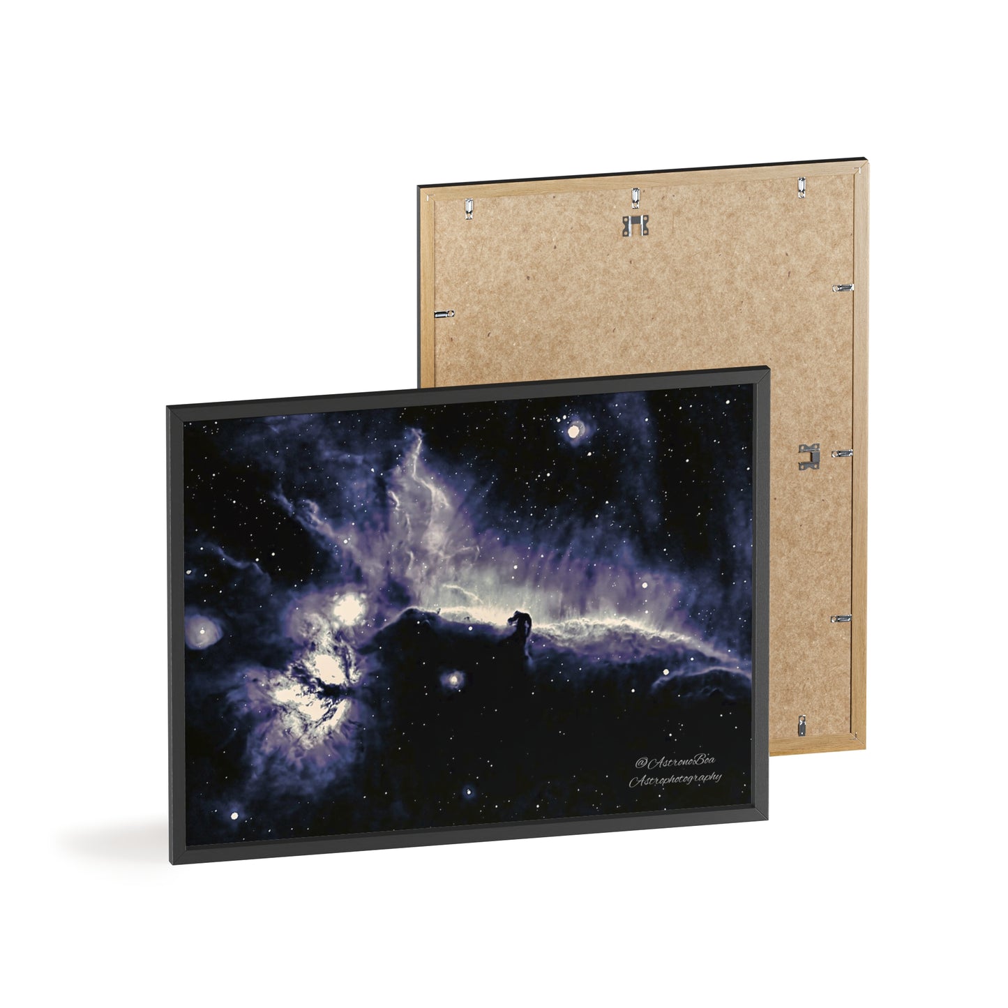 Wooden Frame Horsead and Flame Nebula Poster