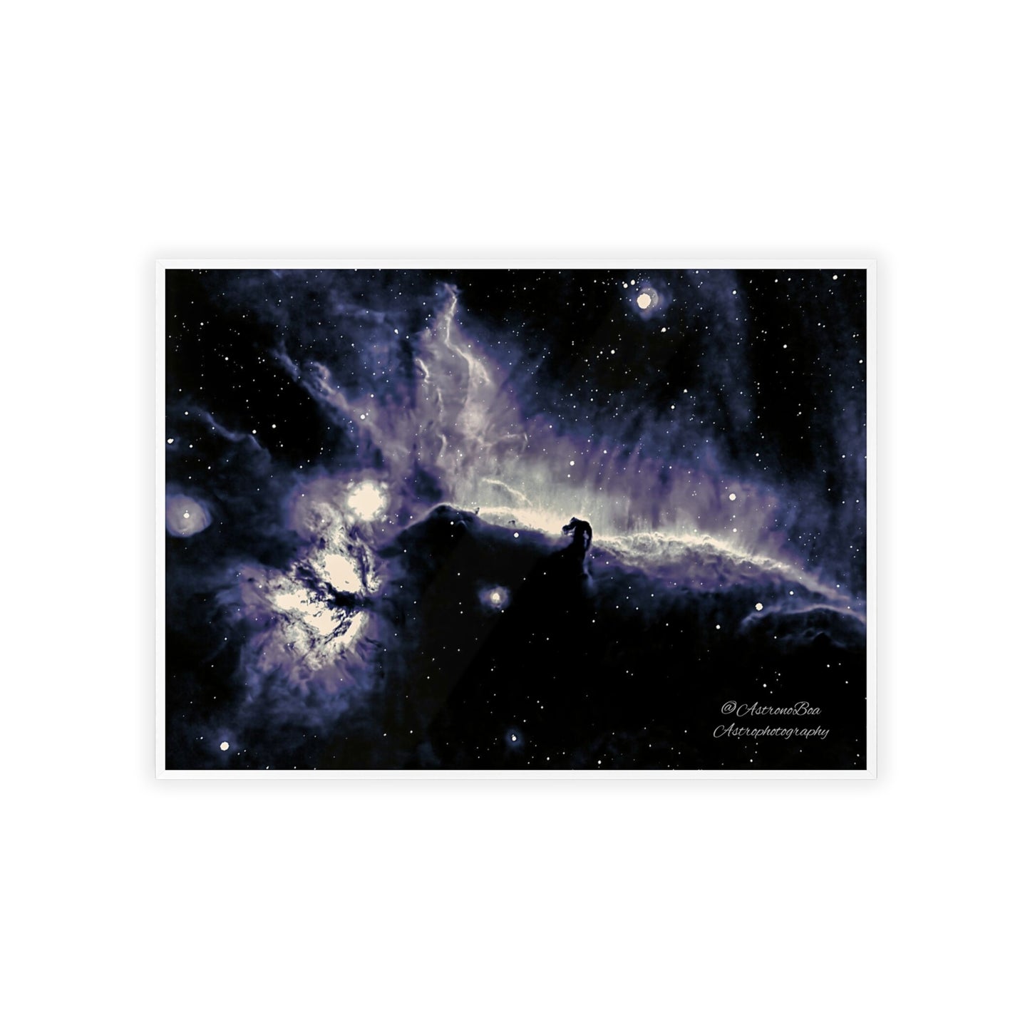Wooden Frame Horsead and Flame Nebula Poster