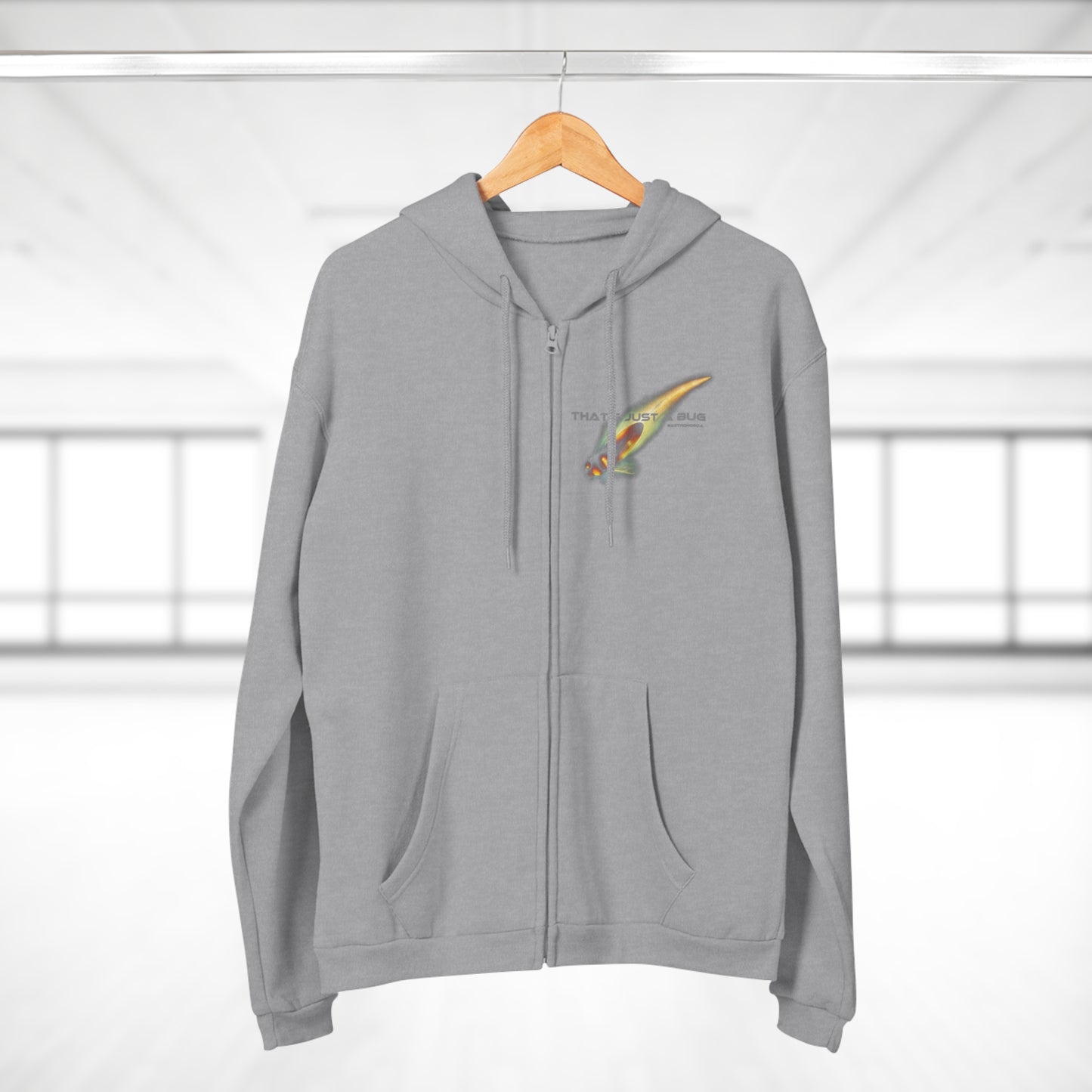 Unisex Hooded Zip Sweatshirt 'That's just a bug'