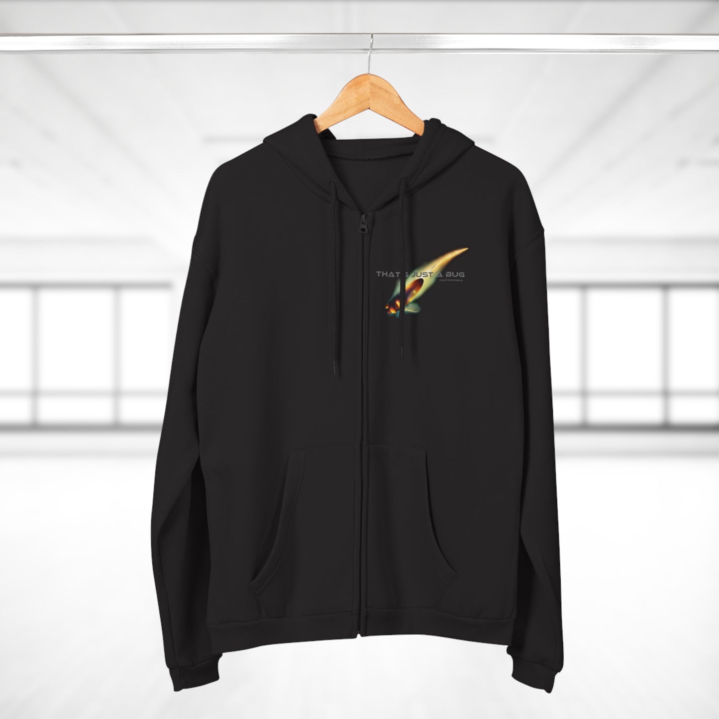 Unisex Hooded Zip Sweatshirt 'That's just a bug'