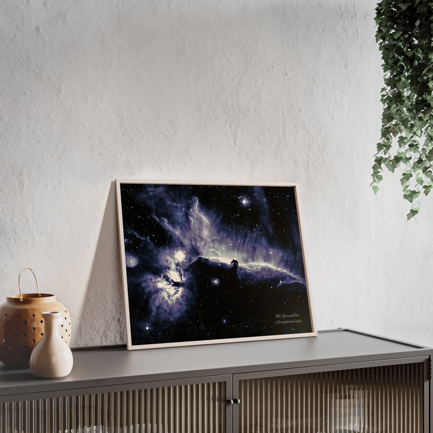 Wooden Frame Horsead and Flame Nebula Poster