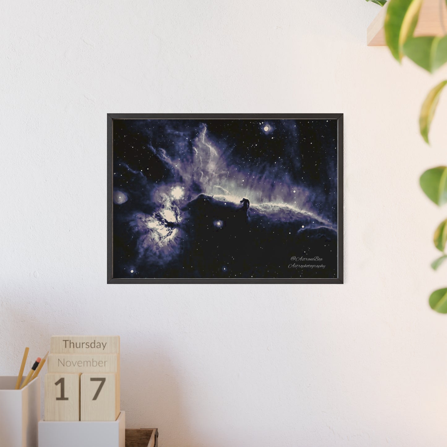 Wooden Frame Horsead and Flame Nebula Poster