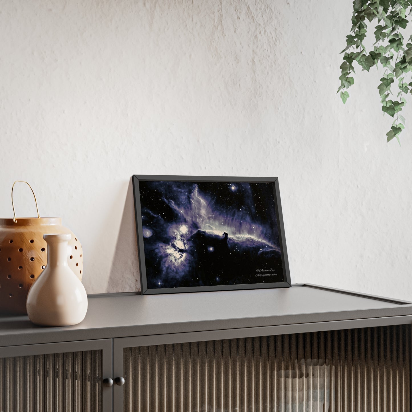 Wooden Frame Horsead and Flame Nebula Poster
