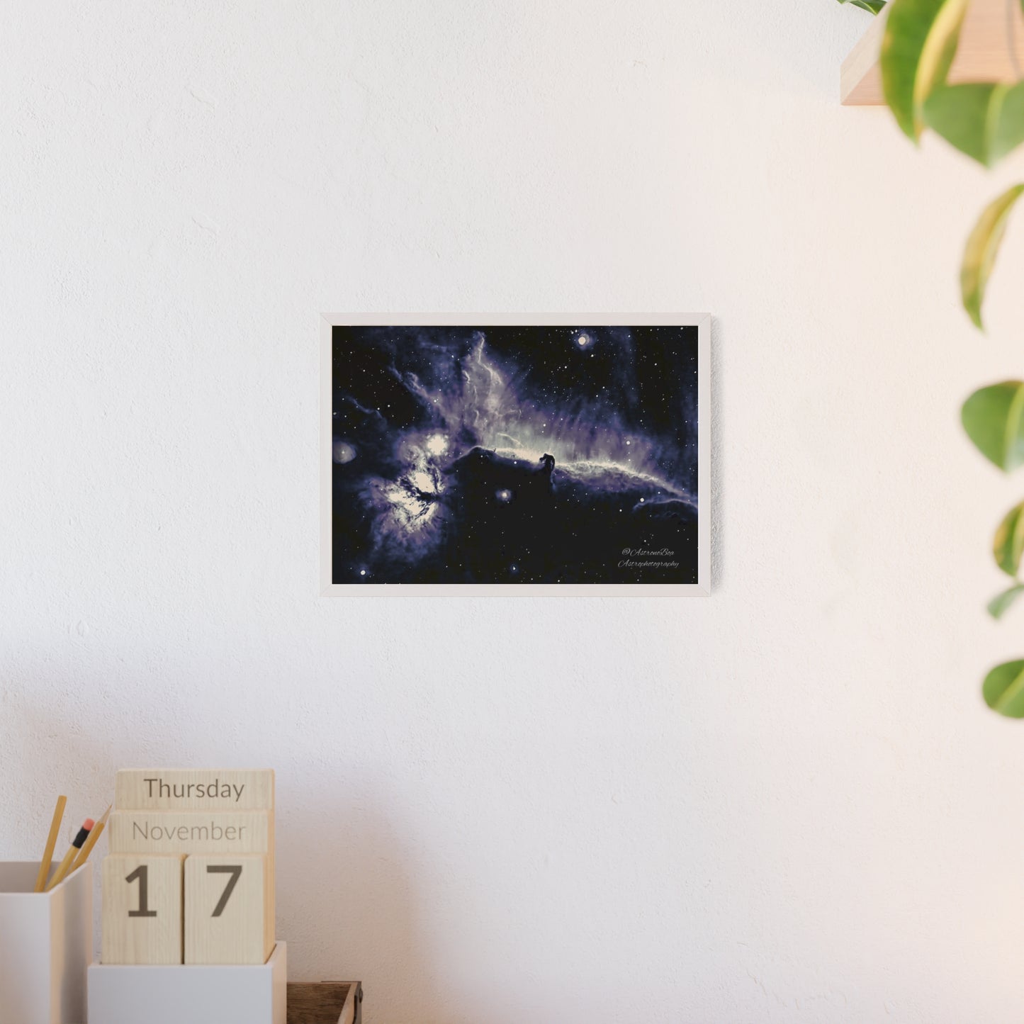 Wooden Frame Horsead and Flame Nebula Poster