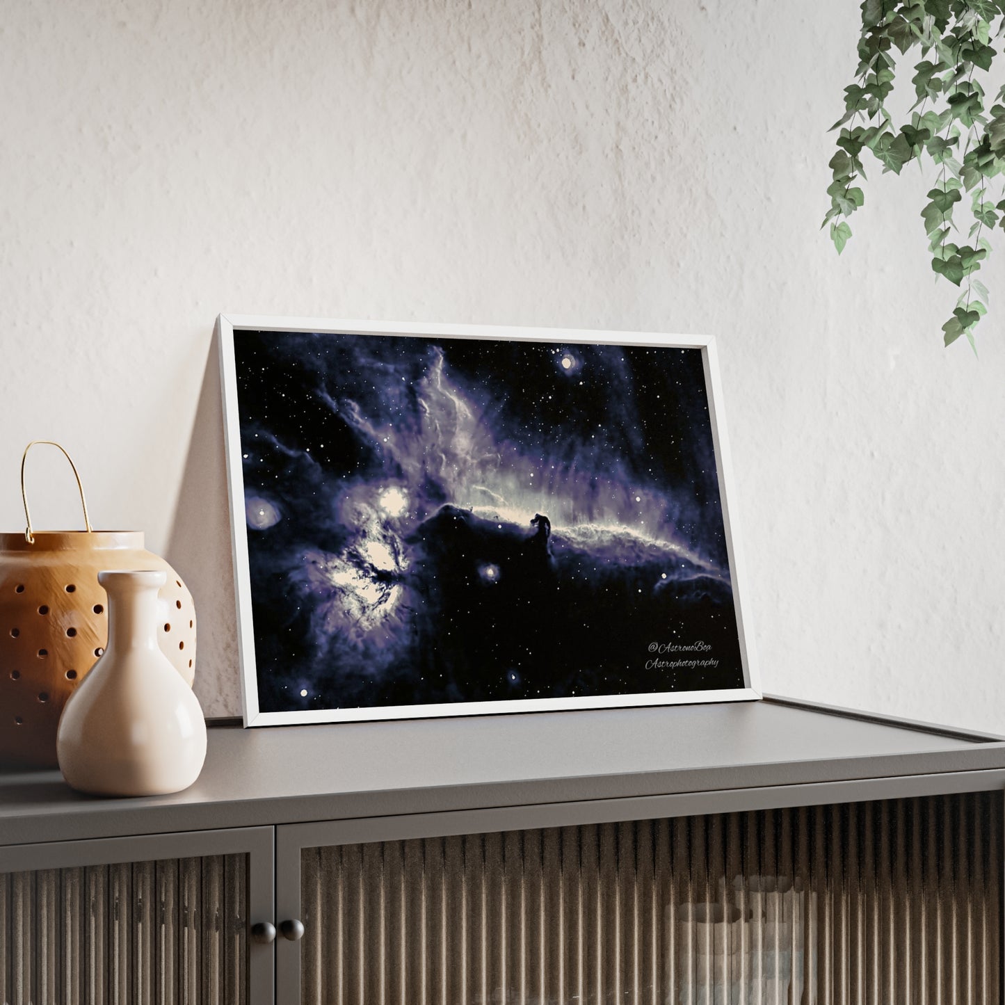 Wooden Frame Horsead and Flame Nebula Poster