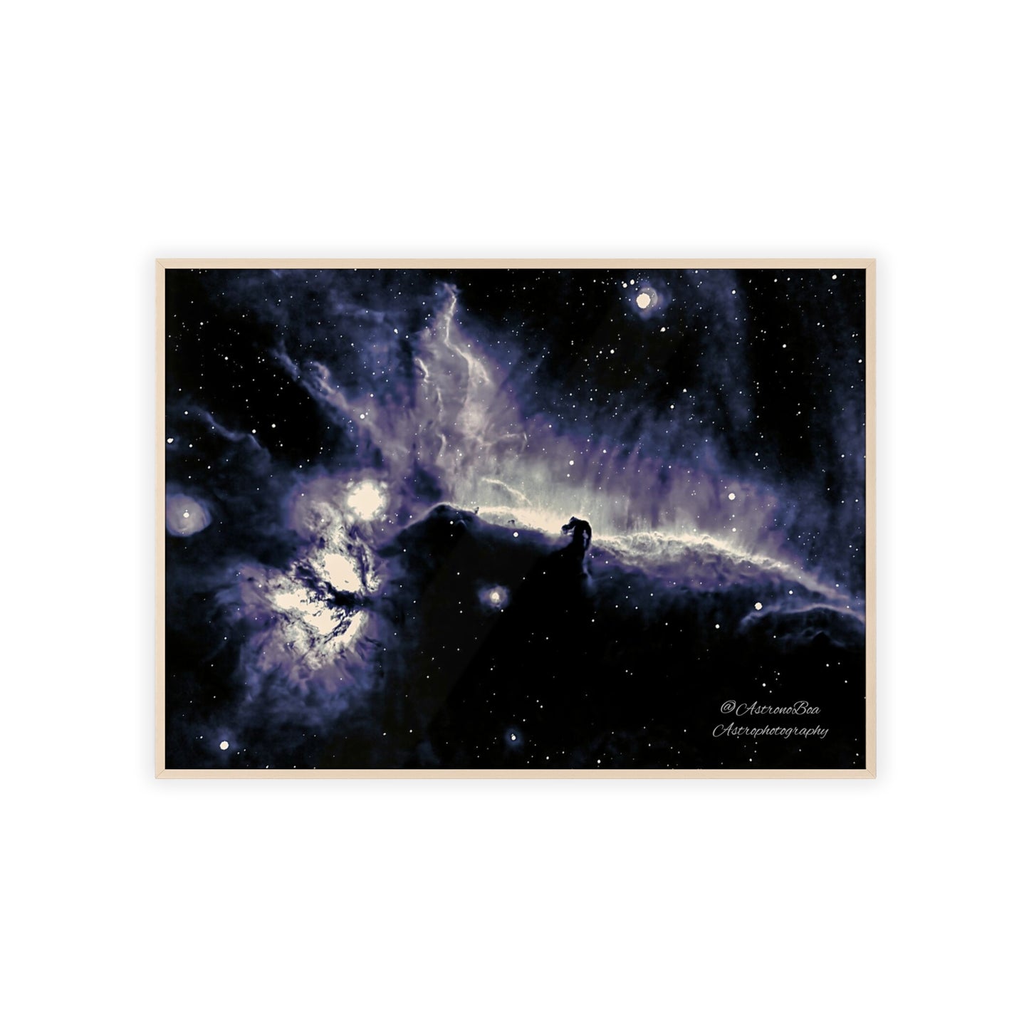 Wooden Frame Horsead and Flame Nebula Poster