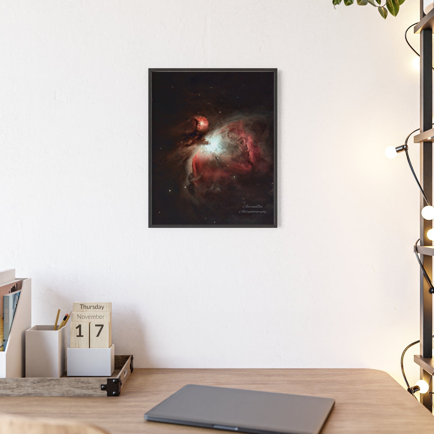 Wooden Frame Orion Nebula Poster