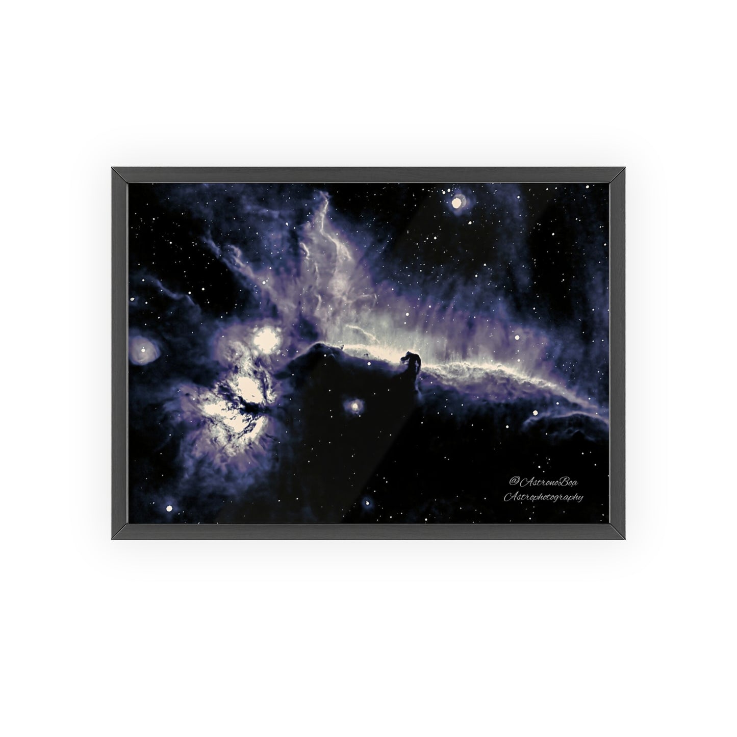 Wooden Frame Horsead and Flame Nebula Poster