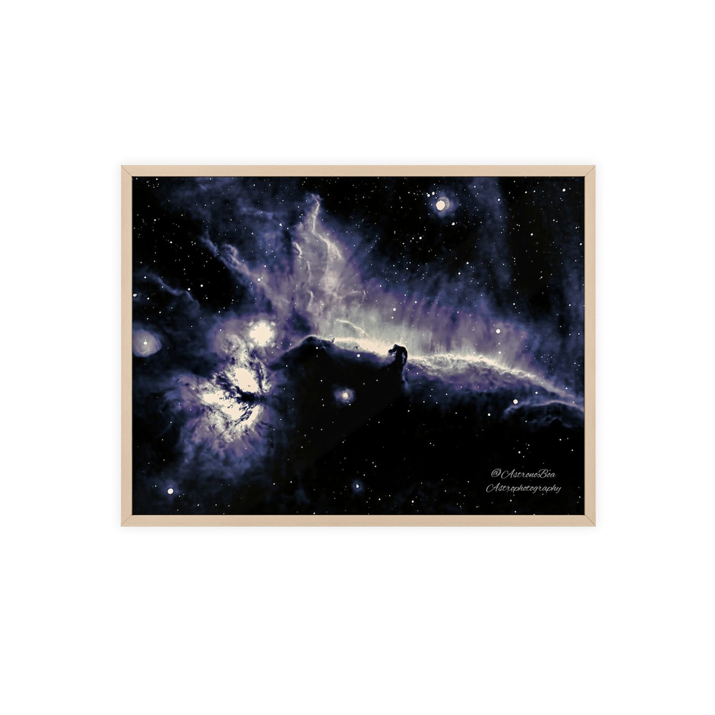 Wooden Frame Horsead and Flame Nebula Poster
