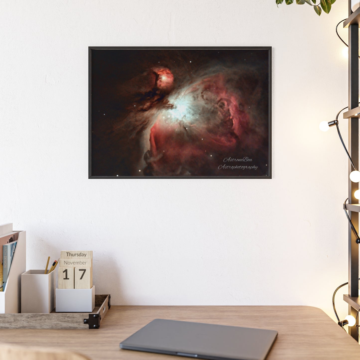Wooden Frame Orion Nebula Poster