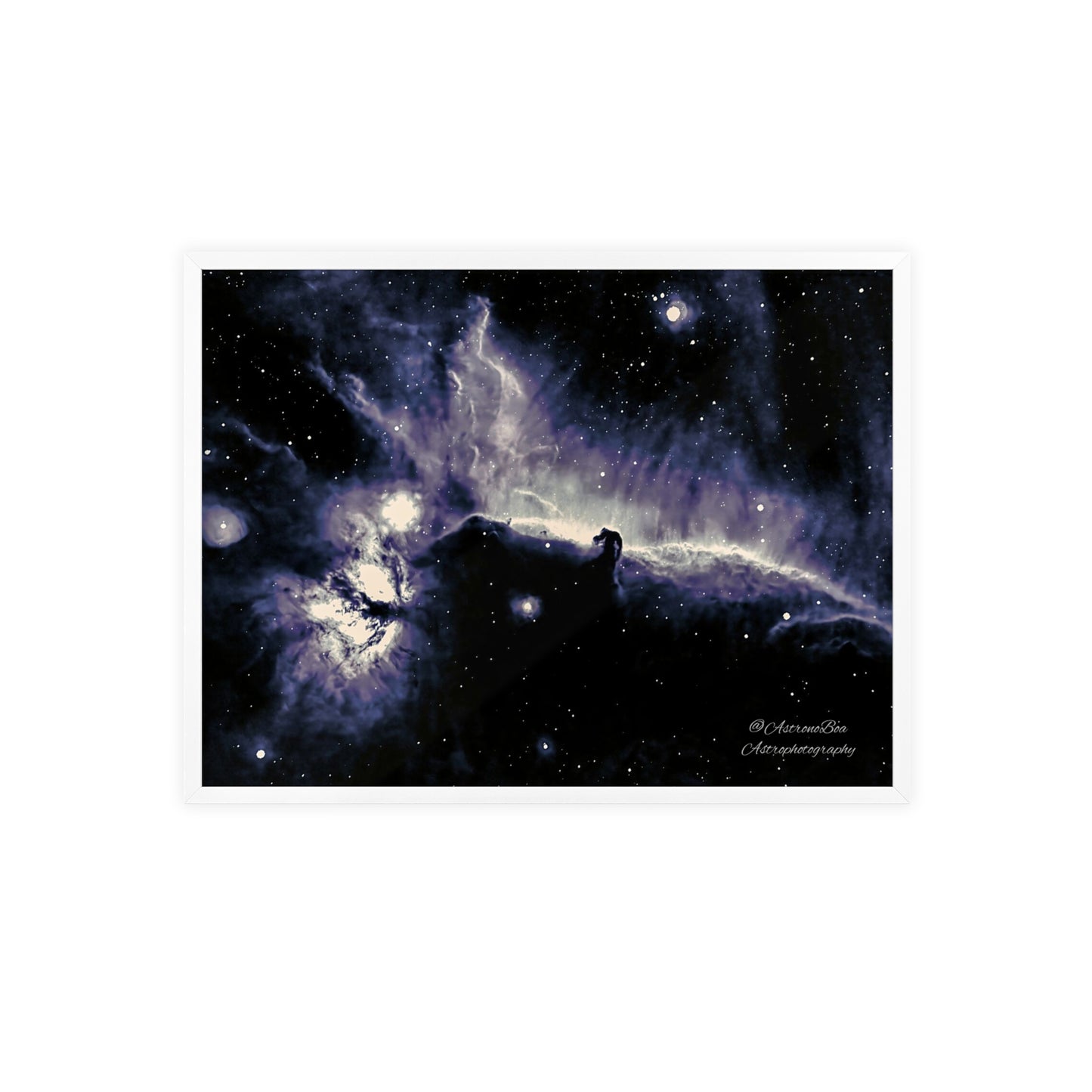 Wooden Frame Horsead and Flame Nebula Poster