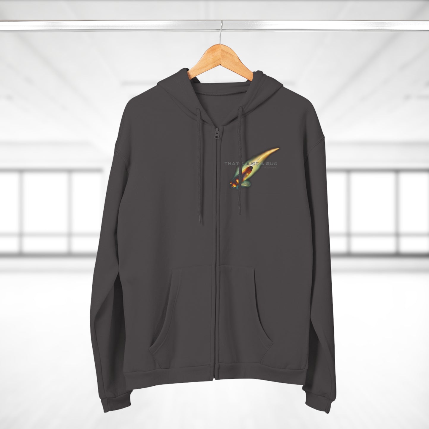 Unisex Hooded Zip Sweatshirt 'That's just a bug'