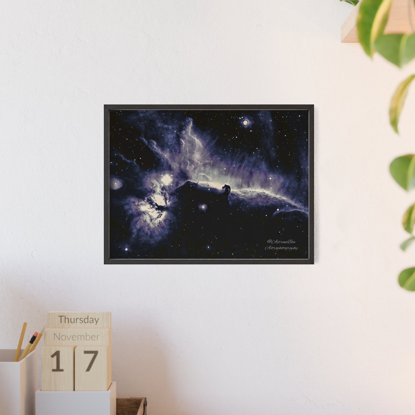 Wooden Frame Horsead and Flame Nebula Poster
