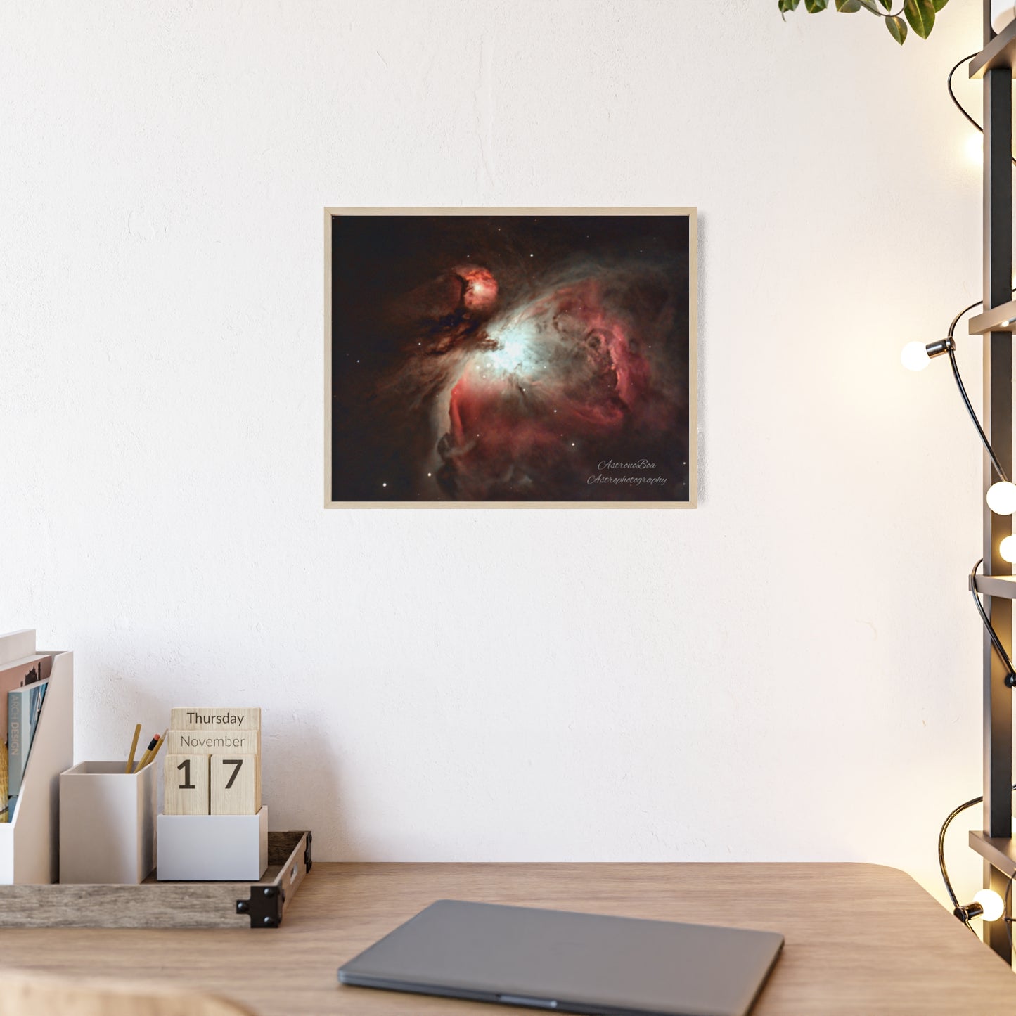 Wooden Frame Orion Nebula Poster