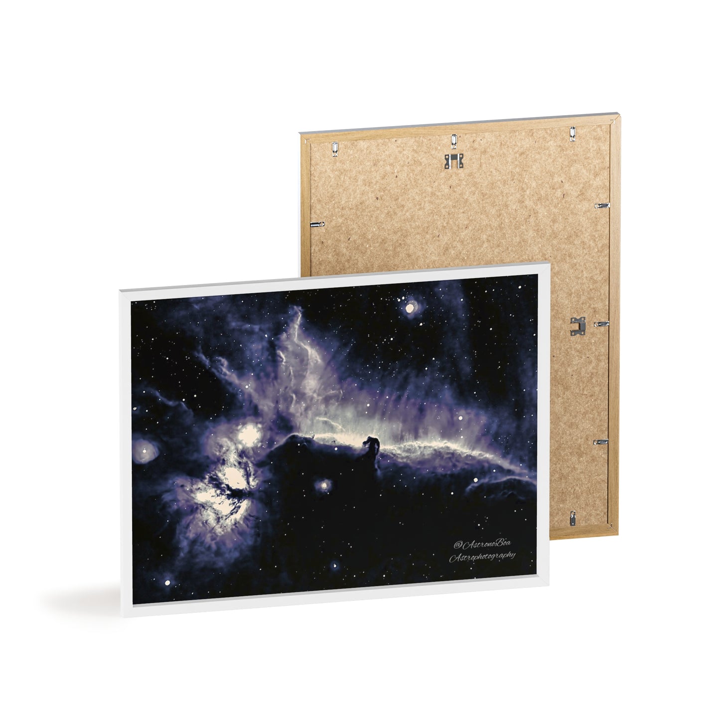 Wooden Frame Horsead and Flame Nebula Poster