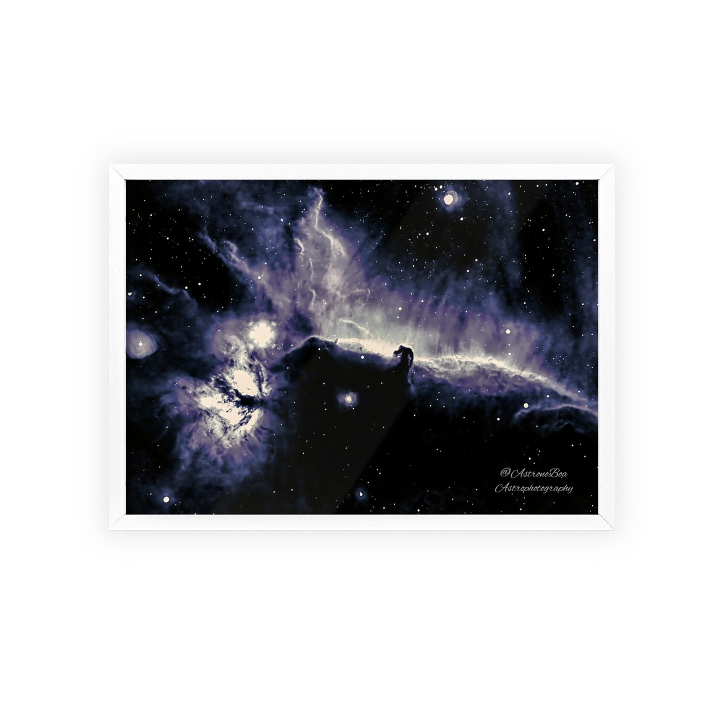 Wooden Frame Horsead and Flame Nebula Poster