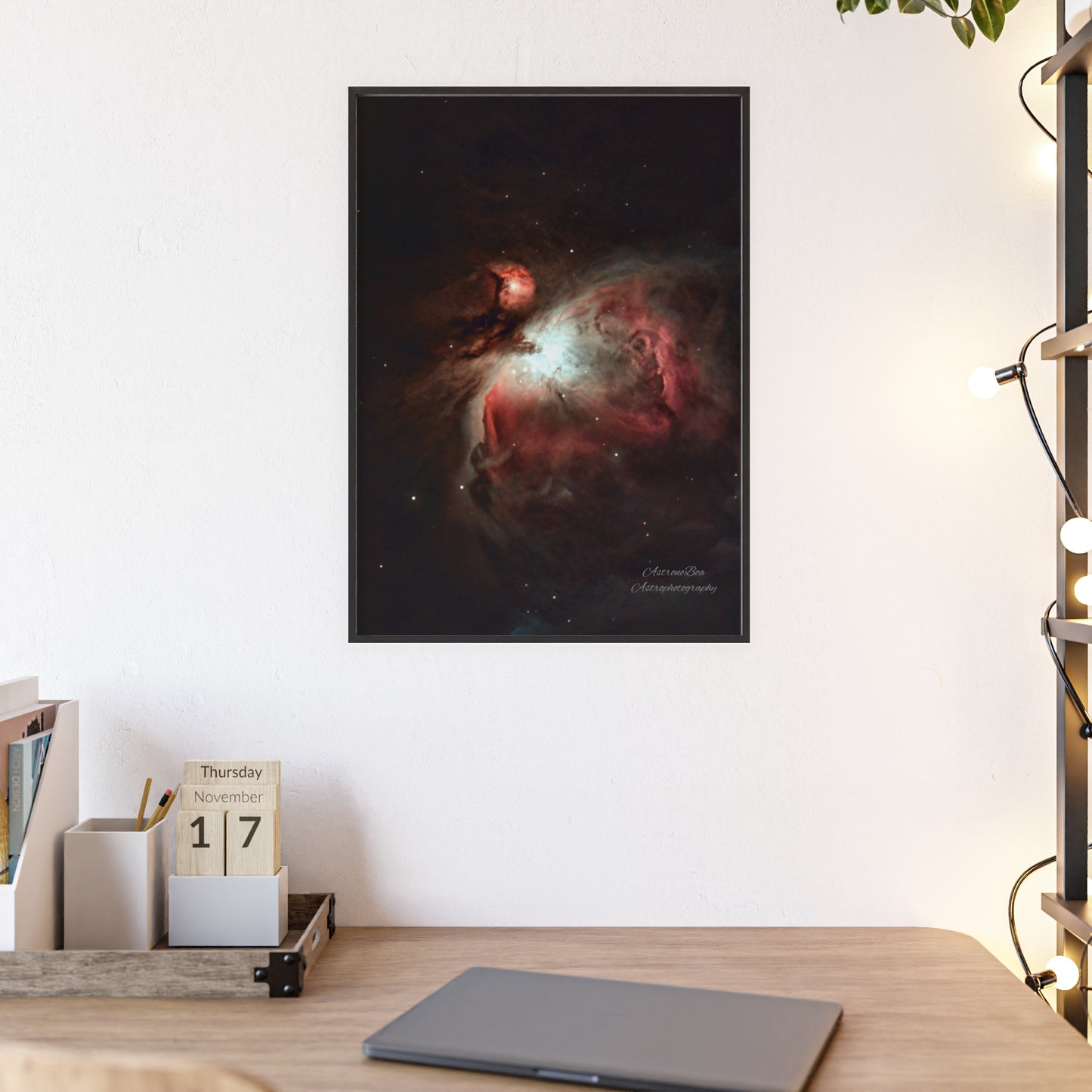 Wooden Frame Orion Nebula Poster