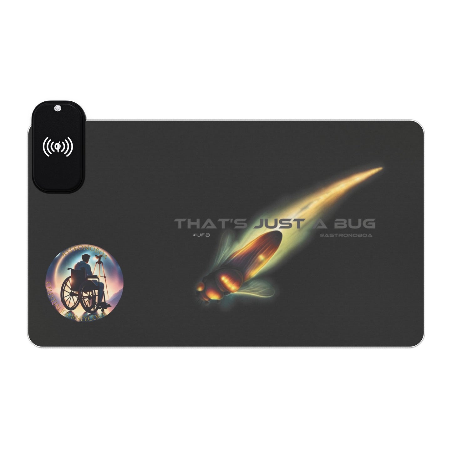 LED Gaming Mouse Pad with Wireless Charging - "That's Just A Bug" Design