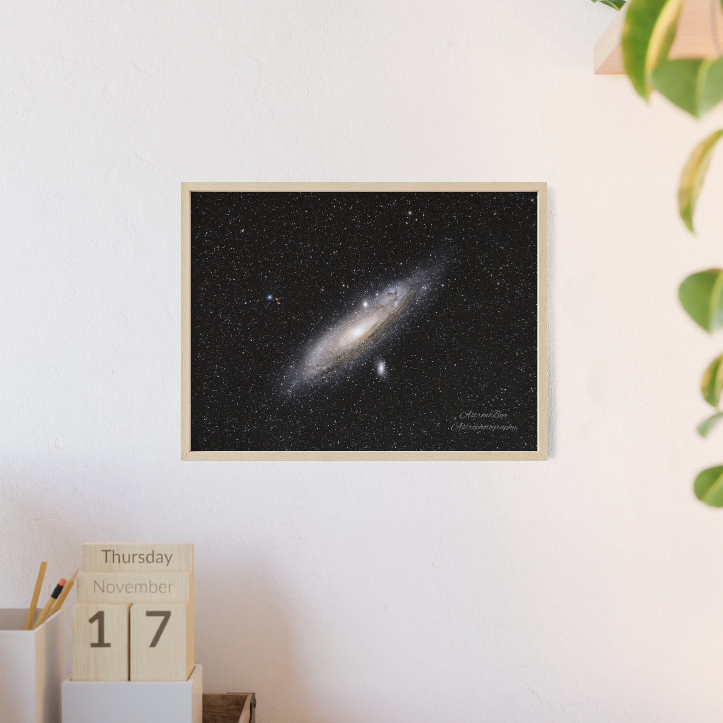 Wooden Frame Andromeda Galaxy Poster