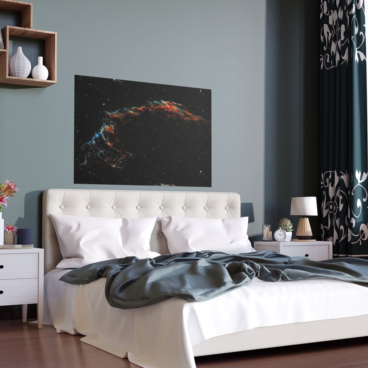 Indoor and Outdoor Silk Poster - The Eastern Veil NGC 6992 by AstronoBoa
