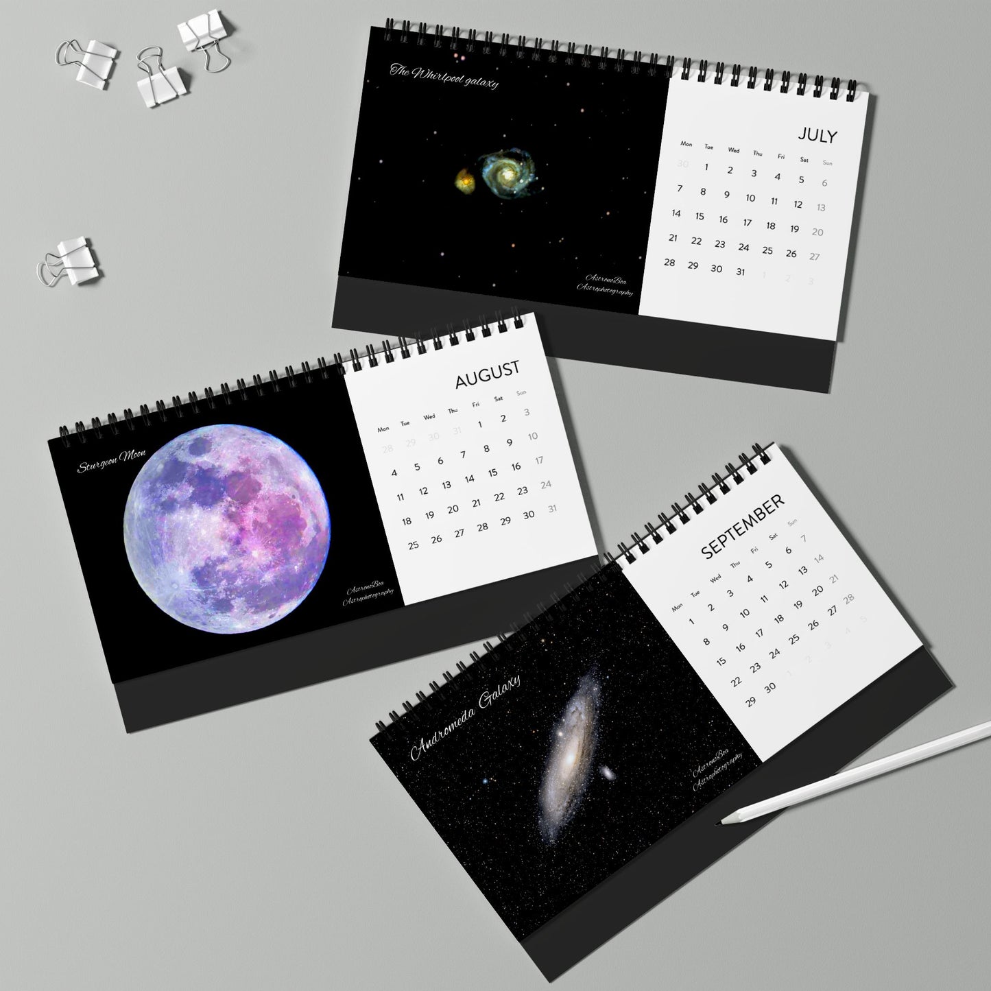 Simplex Desk Calendar (2025 grid) Astrophotography by AstronoBoa