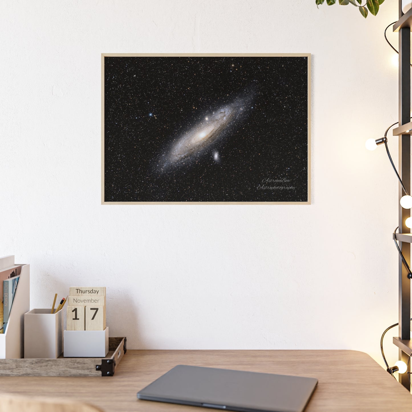 Wooden Frame Andromeda Galaxy Poster