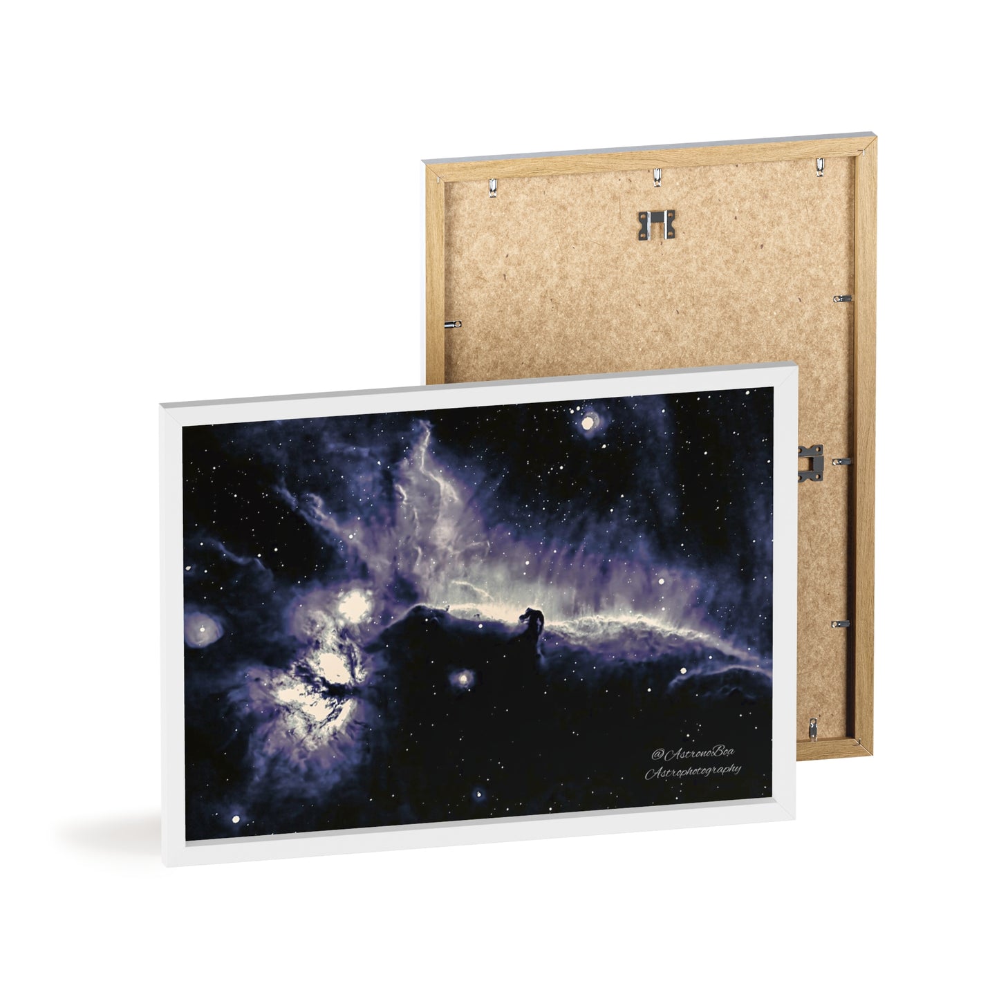 Wooden Frame Horsead and Flame Nebula Poster