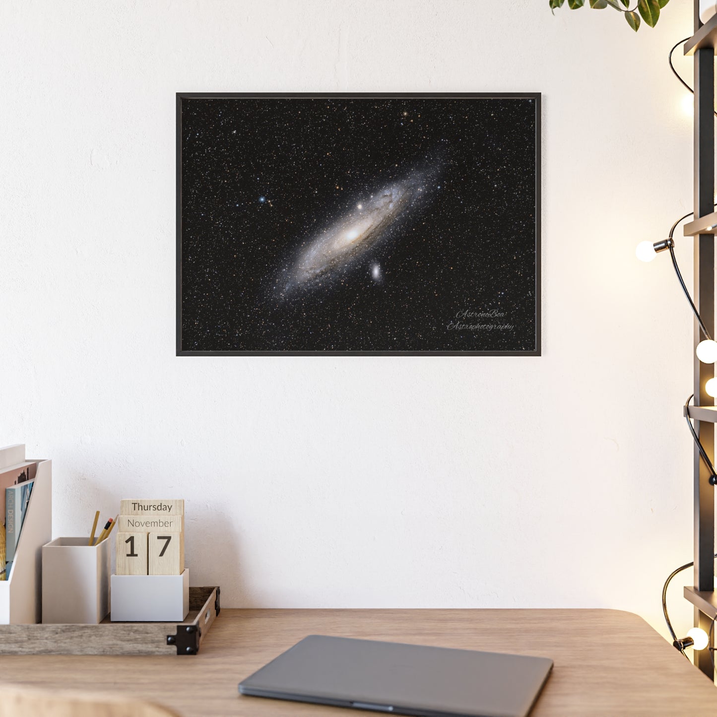 Wooden Frame Andromeda Galaxy Poster