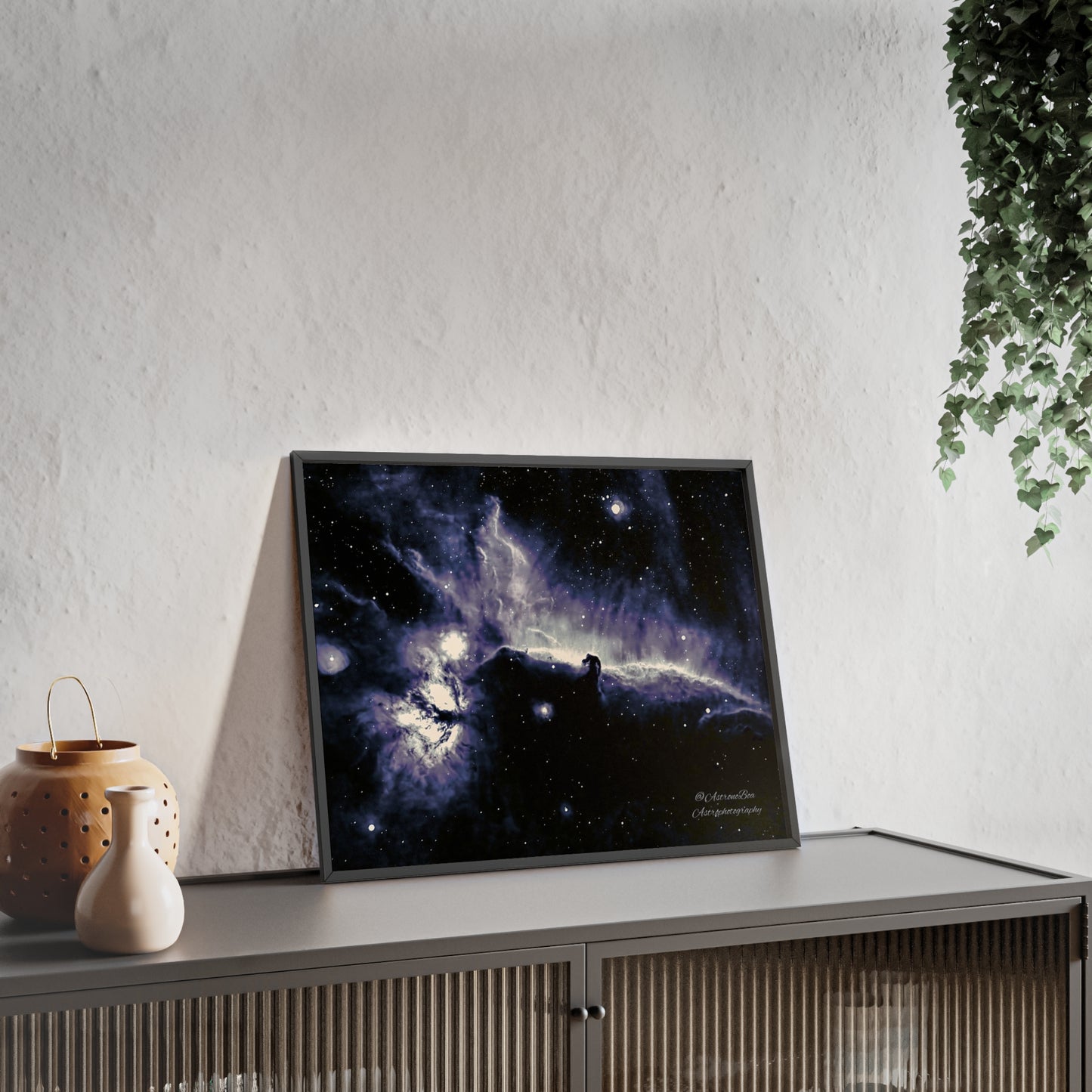 Wooden Frame Horsead and Flame Nebula Poster