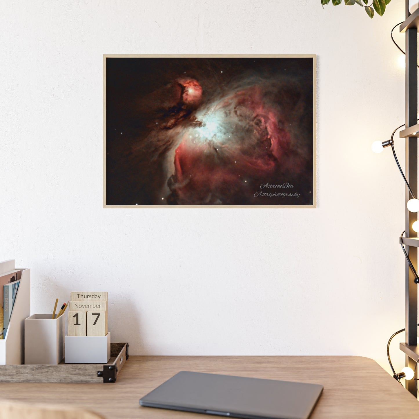 Wooden Frame Orion Nebula Poster