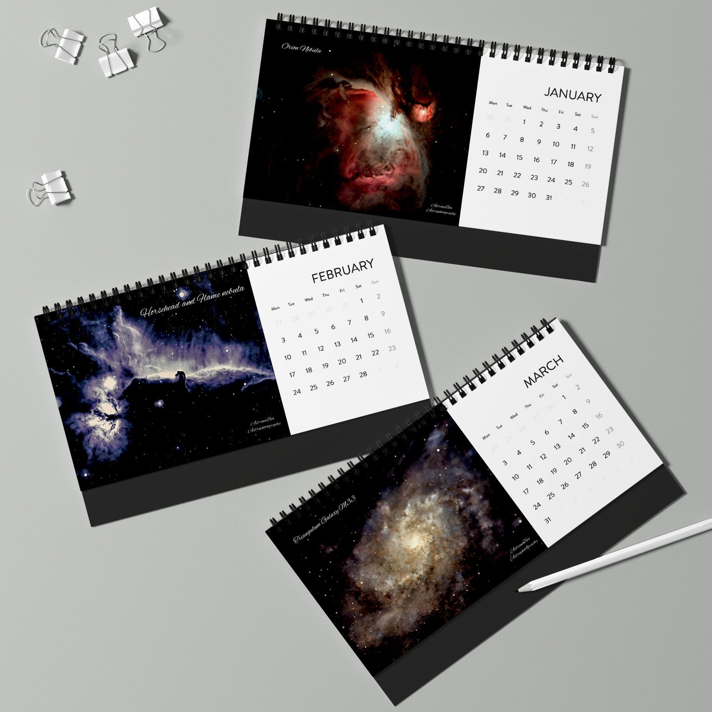 Simplex Desk Calendar (2025 grid) Astrophotography by AstronoBoa