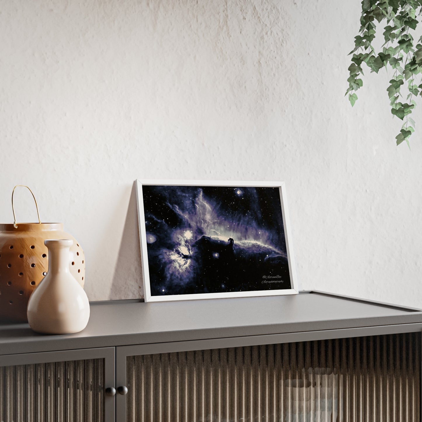 Wooden Frame Horsead and Flame Nebula Poster