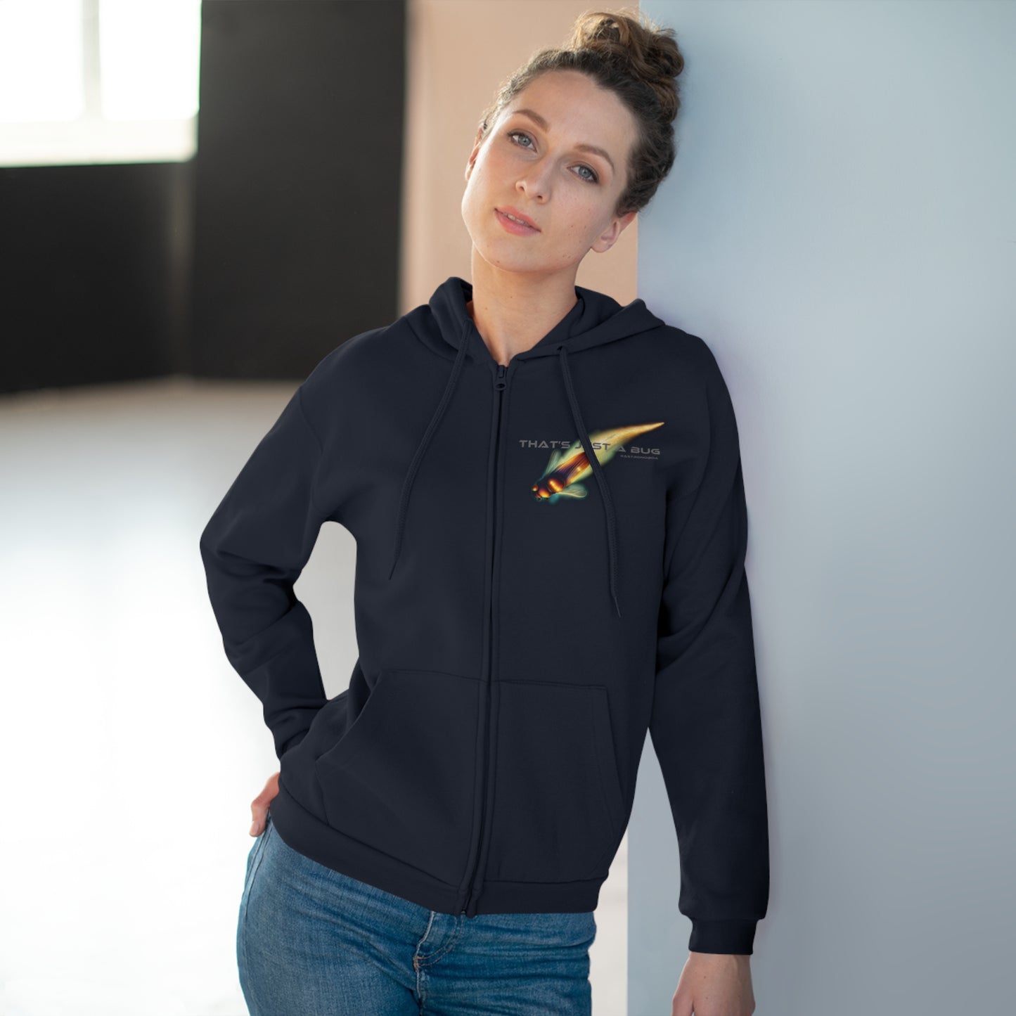 Unisex Hooded Zip Sweatshirt 'That's just a bug'