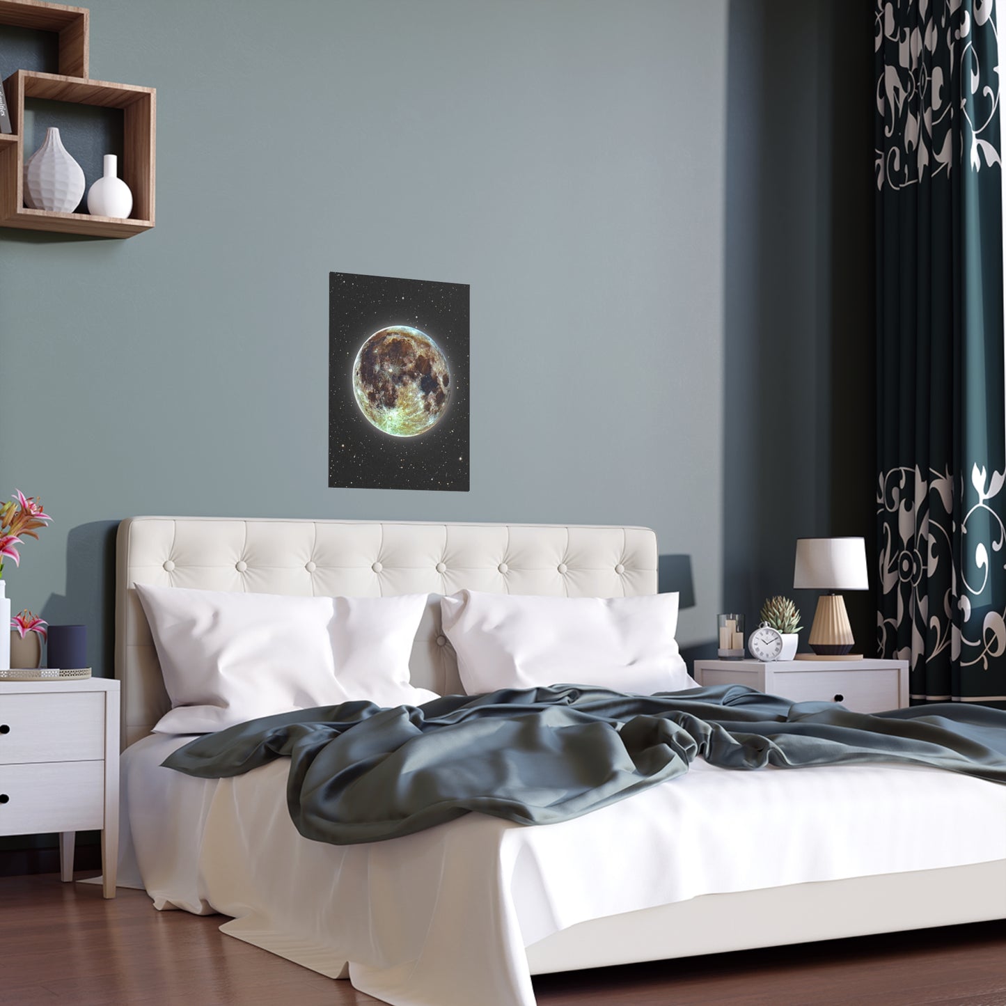 Moon Glow Silk Poster — Celestial Indoor/Outdoor Wall Art