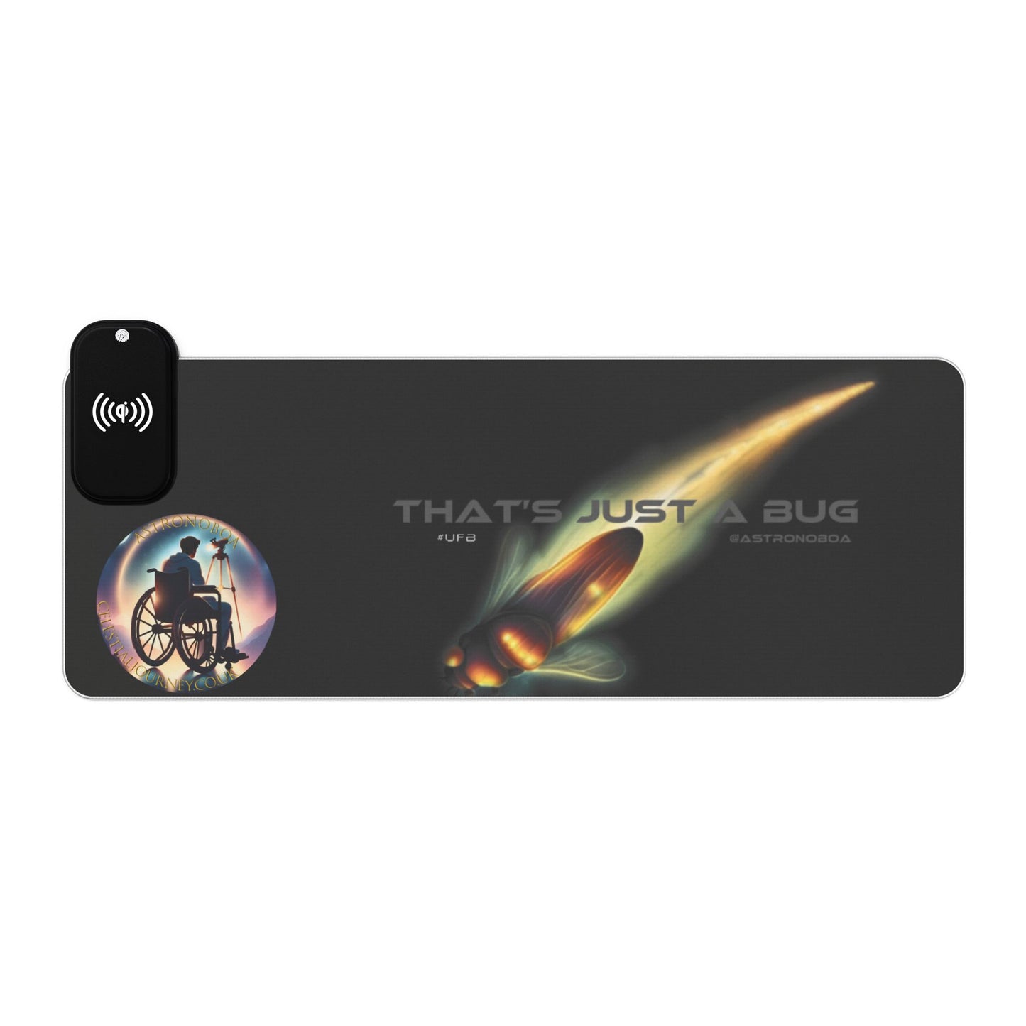 LED Gaming Mouse Pad with Wireless Charging - "That's Just A Bug" Design