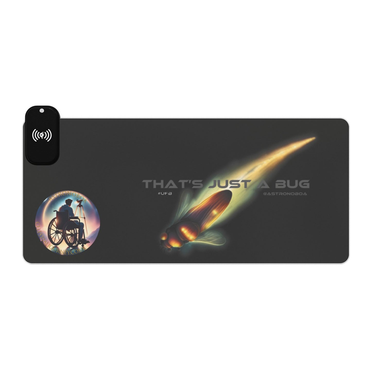 LED Gaming Mouse Pad with Wireless Charging - "That's Just A Bug" Design
