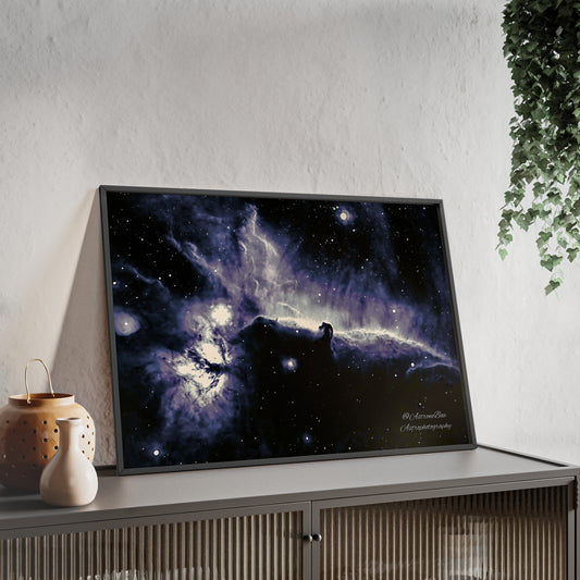 Wooden Frame Horsead and Flame Nebula Poster