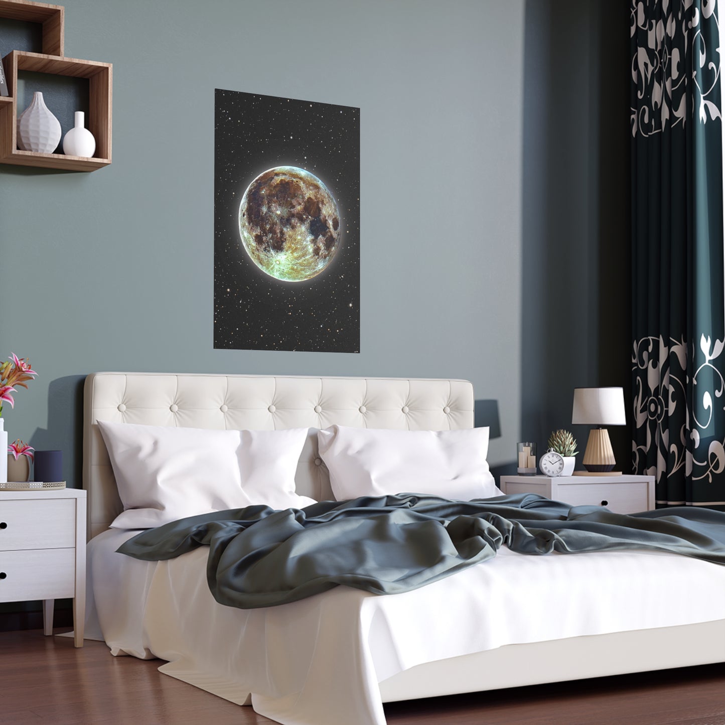 Moon Glow Silk Poster — Celestial Indoor/Outdoor Wall Art