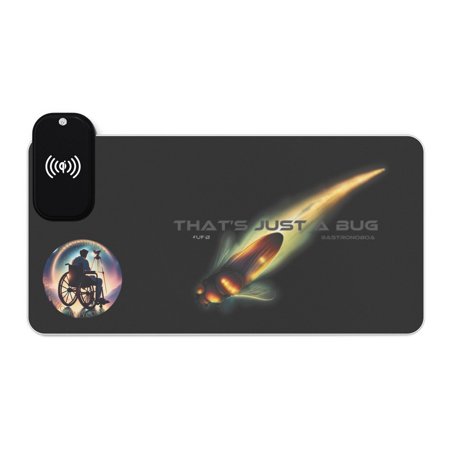 LED Gaming Mouse Pad with Wireless Charging - "That's Just A Bug" Design