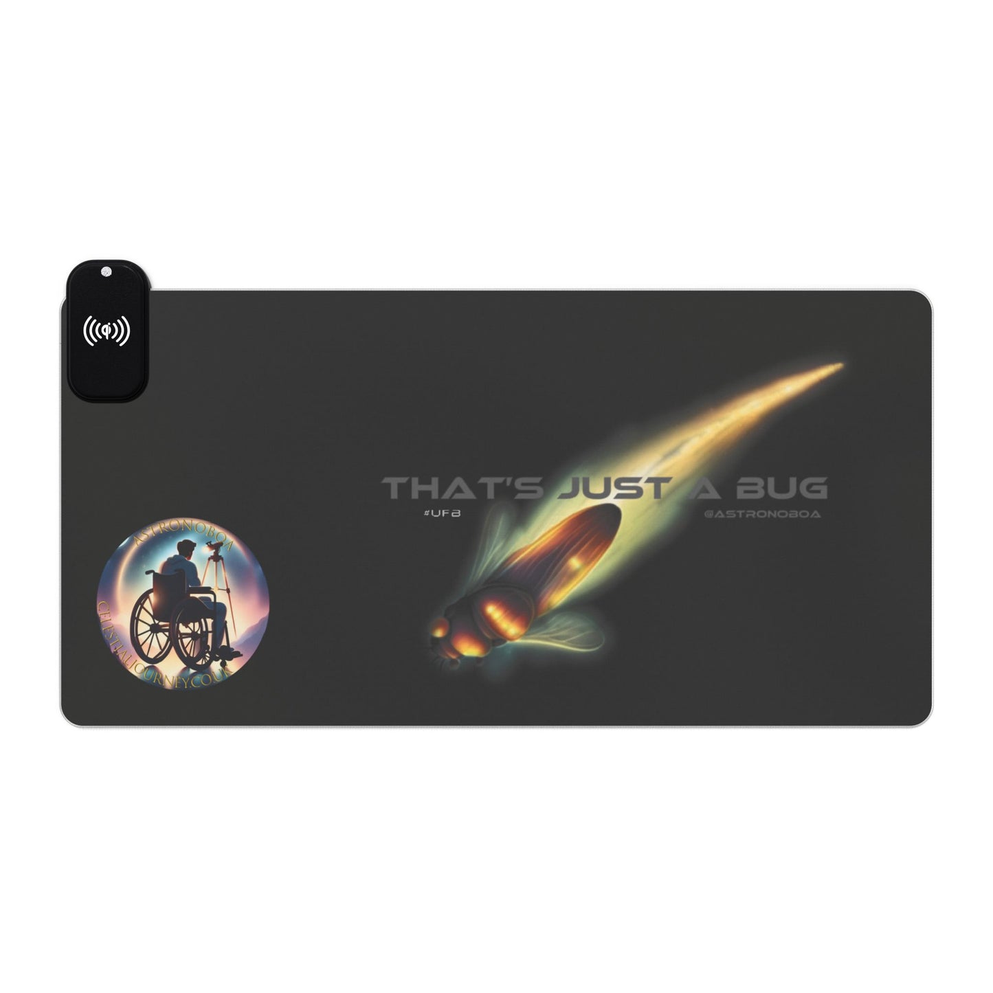 LED Gaming Mouse Pad with Wireless Charging - "That's Just A Bug" Design