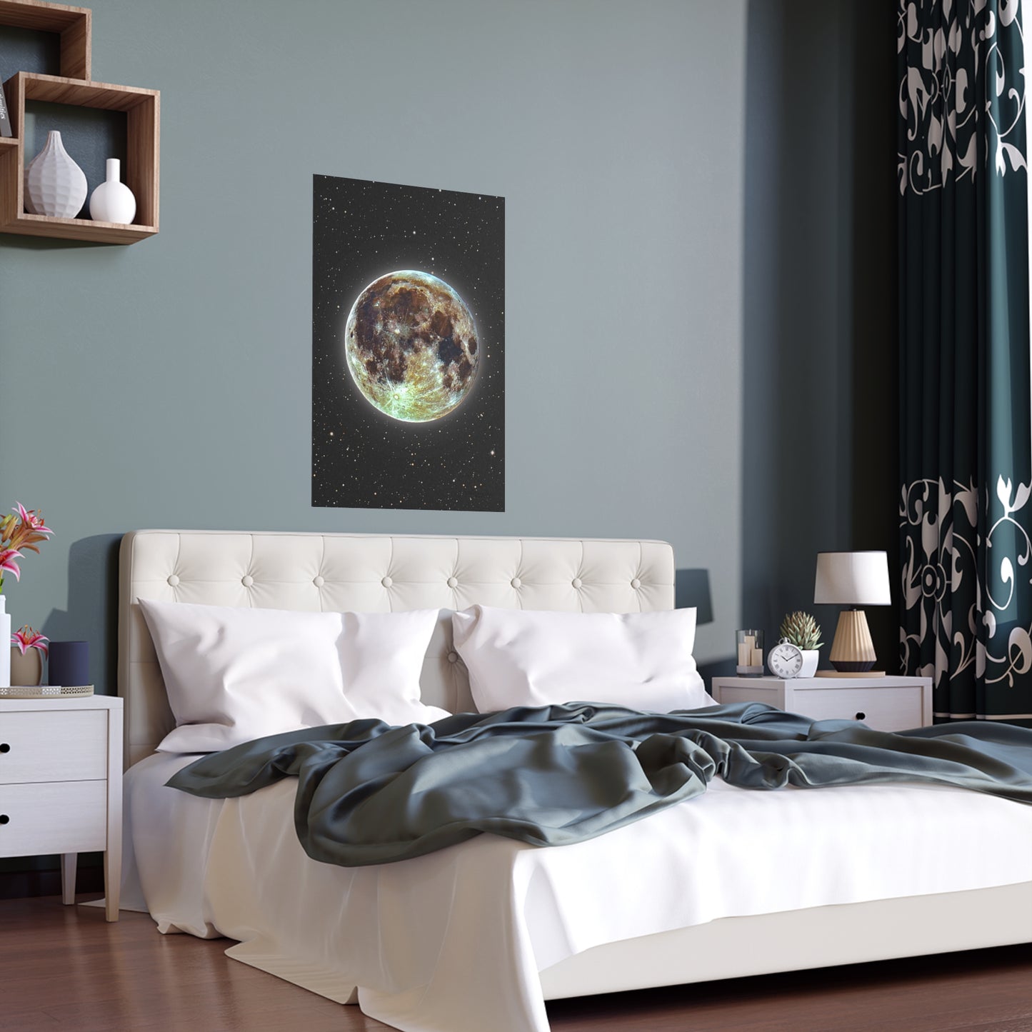 Moon Glow Silk Poster — Celestial Indoor/Outdoor Wall Art